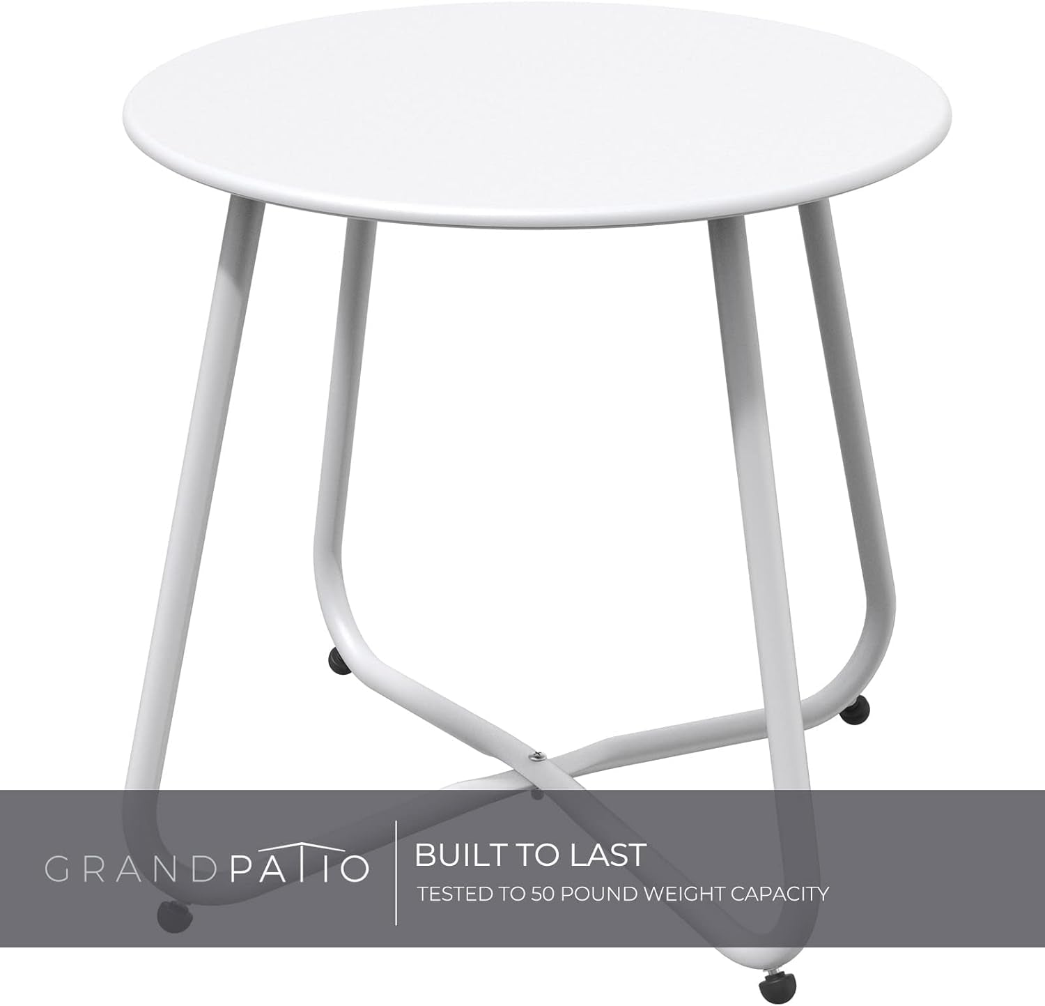 Outdoor Side Table 18-Inch round End Table Accent Table for Bistro Balcony Apartment White