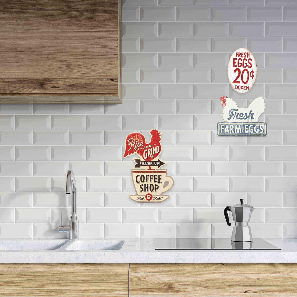 Fresh Eggs 20 Cents Metal Sign - Vintage Farmhouse Eggs Sign for Kitchen, Dining Room, or Chicken Coop