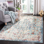 Madison Collection Accent Rug - 4' X 6', Navy & Light Blue, Medallion Distressed Design, Non-Shedding & Easy Care, Ideal for High Traffic Areas in Entryway, Living Room, Bedroom (MAD447K)