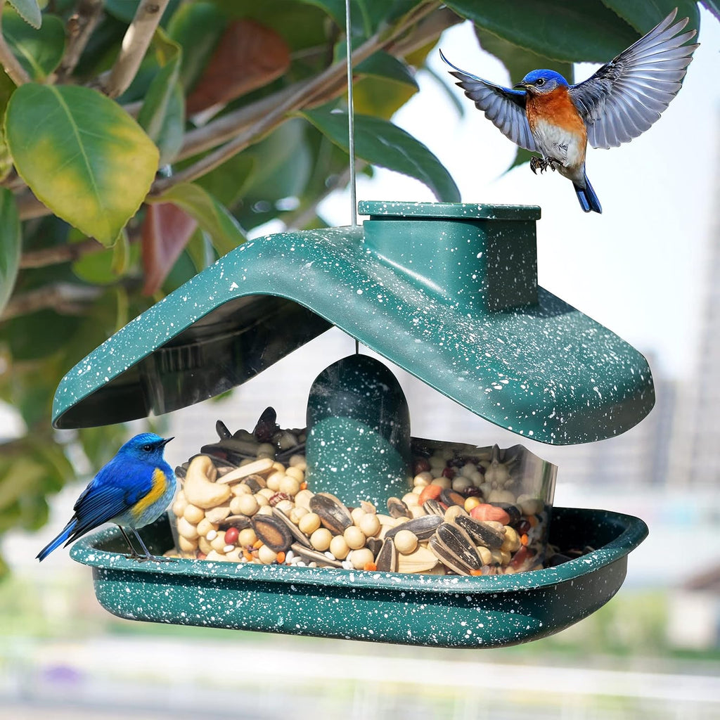 Bird Feeders for Outdoors Hanging, Wild Bird Feeders for outside Clearance, Yard Lawn Garden Decorations (Green)