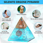 Selenite Glow Orgone Pyramid, Handmade Selenite Crystal Pyramid for High Frequency Vibration, Powers of Manifestation,Crystals and Healing Stones for Promotes Peace and Calmness, Orgonite Pyramids