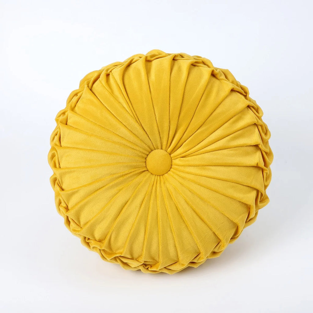 Velvet Pleated round Pumpkin Throw Pillow for Couch Floor Home Decor Cushion Coussin Home Decor Sofa Chair Bed Car Cojin 33Cm