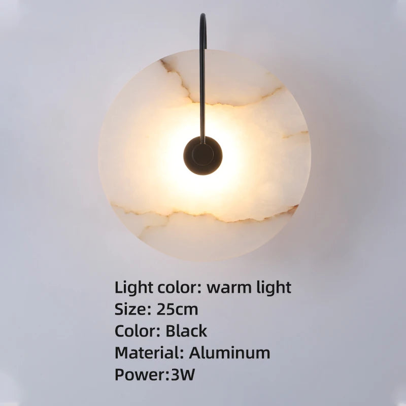 Modern Marble Alabaster Led Wall Lamp Bedroom Home Decor Decoration Lampshade Lighting Fixture for Gold Lamps Stair Sconce Stone