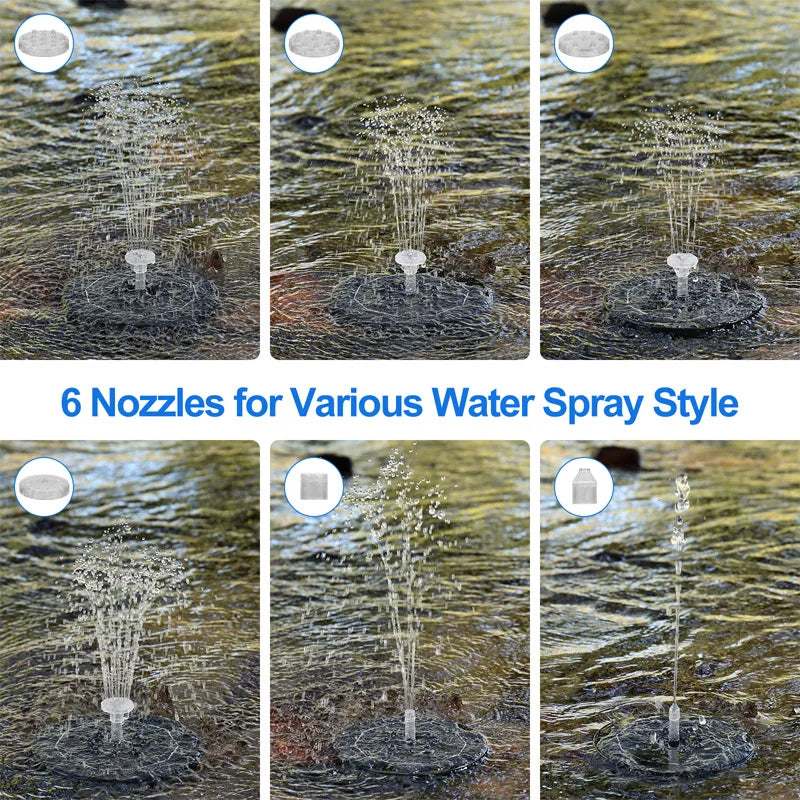 Solar Fountain Outdoor Floating Solar Garden Water Fountain Pool Pond Bird Bath Solar Powered Fountain Waterfall Water Pump Led