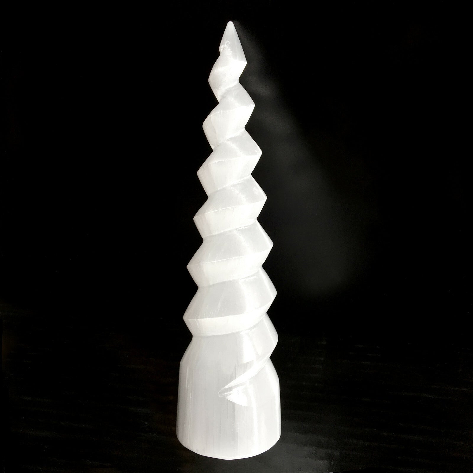 XL Selenite Tower Crystal Spiral Energy Wand 8" Point Cleanse Reiki CHARGE Heal