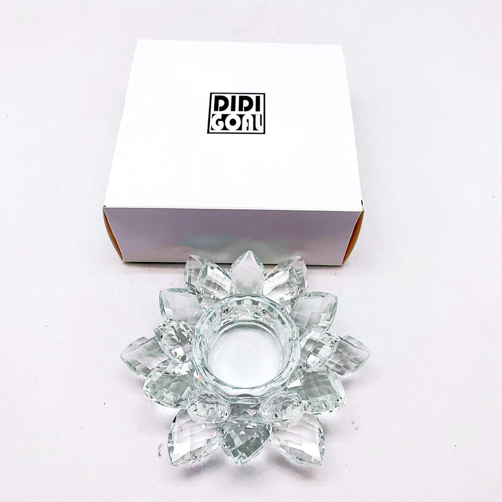Crystal Lotus Candle Holders 4.75 Inches Activity Tealight Holders Pillar Holders 2Pcs for Home Decoration Party Wedding Decoration (2)