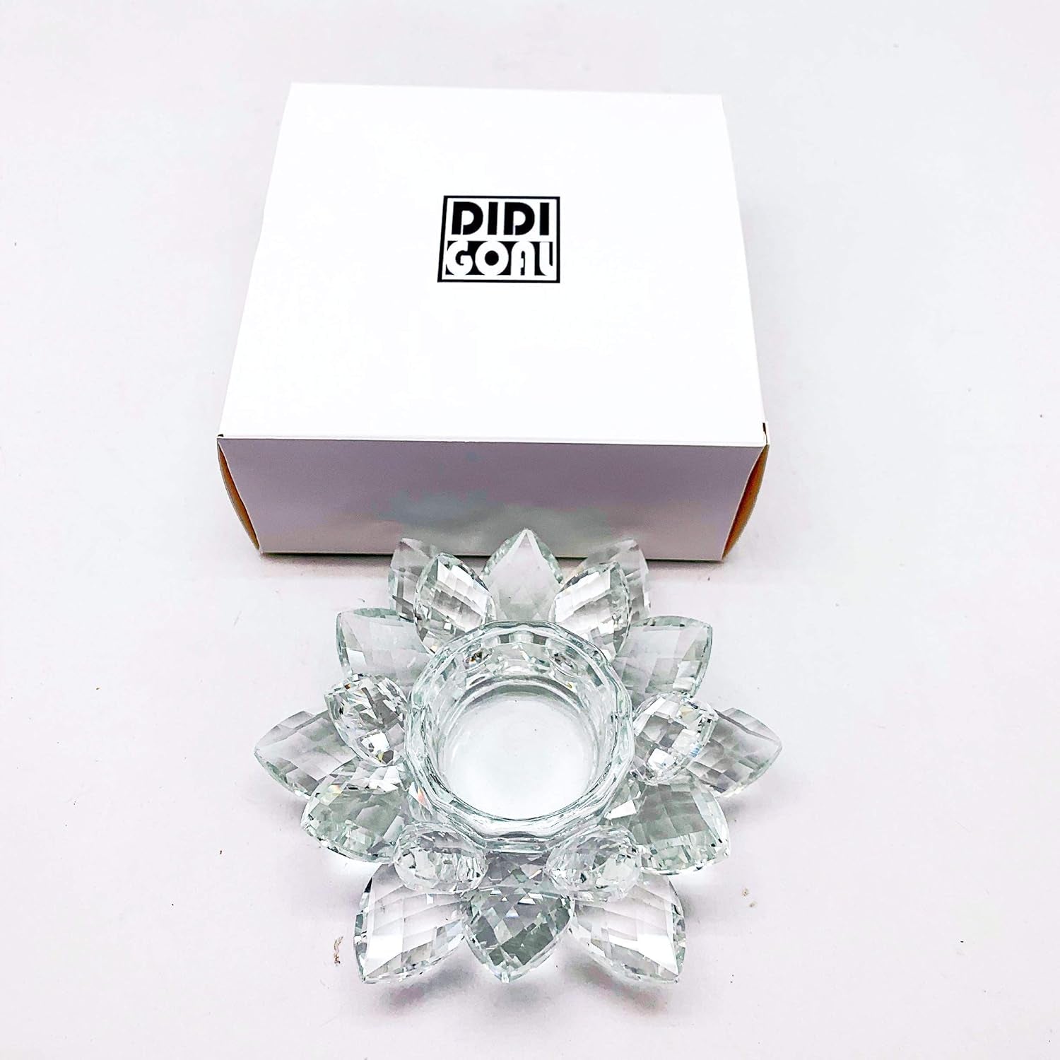 Crystal Lotus Candle Holders 4.75 Inches Activity Tealight Holders Pillar Holders 2Pcs for Home Decoration Party Wedding Decoration (2)