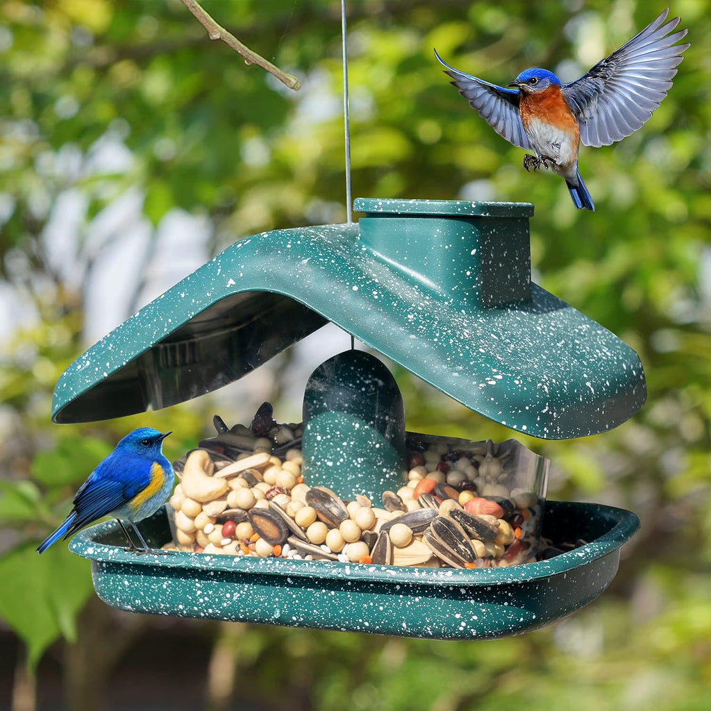 Bird Feeders for Outdoors Hanging, Wild Bird Feeders for outside Clearance, Yard Lawn Garden Decorations (Green)