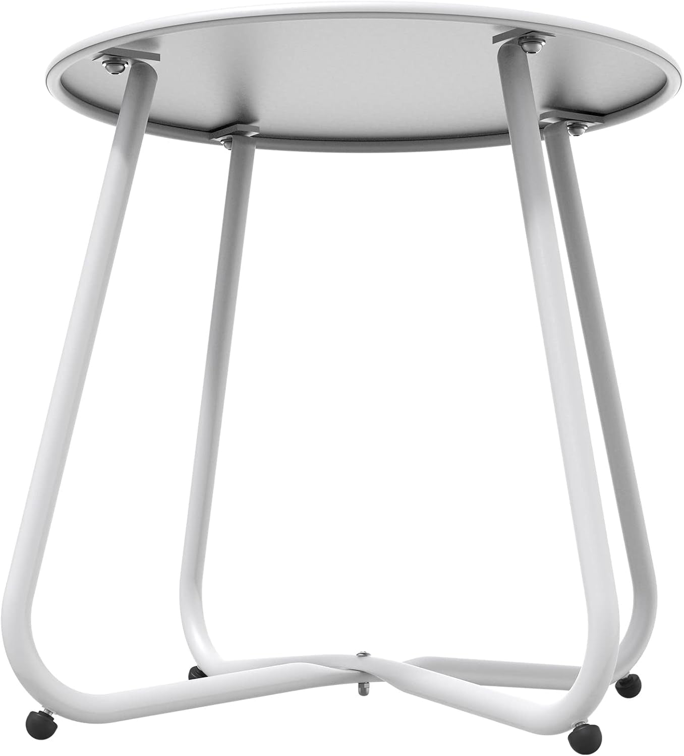 Outdoor Side Table 18-Inch round End Table Accent Table for Bistro Balcony Apartment White