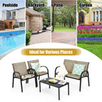 Patio Brown 4-Piece Plastic Wicker Patio Conversation Set