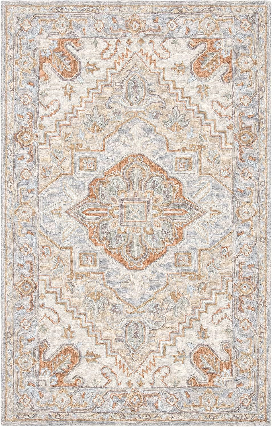 Heritage Collection Accent Rug - 3' X 5', Beige & Grey, Handmade Traditional Oriental Wool, Ideal for High Traffic Areas in Entryway, Living Room, Bedroom (HG920B)