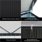 215 Gal. Black Metal Deck Box Waterproof for Large Patio Storage for Patio Furniture, Gardening Tools, Pool and Sports