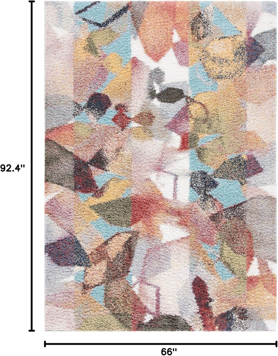 Calista Shag Collection Area Rug - 5'5" X 7'7", Rust & Gold, Abstract Design, Non-Shedding & Easy Care, 1-Inch Thick Ideal for High Traffic Areas in Living Room, Bedroom (CAL120P)