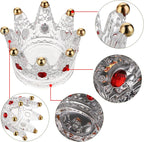 Set of 4 Glass Crown Tealight Candle Holder Crystal Votive Candle Holder Candle Stand, Crown Nail Art Dappen Dish Tea Light Holder for Dining Table Centerpiece Home Decor Wedding Party (Red)