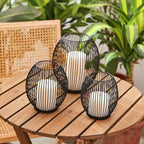 Outdoor Candle Holder Decor Set - Black Candle Holder - Candles Holders for Table Centerpiece - Hurricane Candles Holder for Pillar Candles Cage Candle Holders Black Wire Decorative