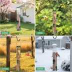 1PK Metal Bird Feeders with 6 Feeding Ports,Tube Bird Feeder with Steel Hanger,Hard Plastic Wild Bird Feeder for Outdoors Hanging, Attracting Birds in Your Lawn, Garden, Balcony–Green