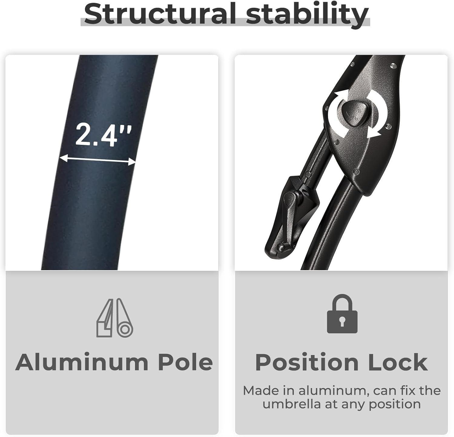 11 FT Cantilever Umbrella with Base Outdoor Large round Aluminum Offset Umbrella for Pool Garden Backyard (Stripes, 11 FT)