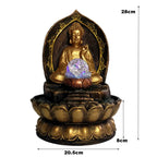 Resin Lotus Base Buddha Statue Waterscape Lucky Feng Shui Ornament Indoor Led Water Fountain Desktop Furnishings Air Humidifier