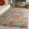 Blossom Collection Accent Rug - 4' X 6', Grey & Multi, Handmade Tassel Wool, Ideal for High Traffic Areas in Entryway, Living Room, Bedroom (BLM453A)