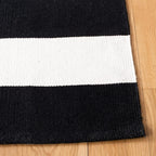 Montauk Collection Runner Rug - 2'3" X 13', Black & Ivory, Handmade Flat Weave Boho Farmhouse Cotton Stripe, Ideal for High Traffic Areas in Living Room, Bedroom (MTK712D)