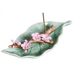 Handmade Creative Home Furnishings Ceramic Leaves Peach Blossoms Branches Incense Burner Incense Sticker Holder Incense Censer