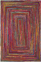 4X6 Area Rug - Braided Collection - Red & Multi, Handmade Woven Cotton, Boho Reversible Style, Ideal for Living Room, Bedroom (BRD210A)