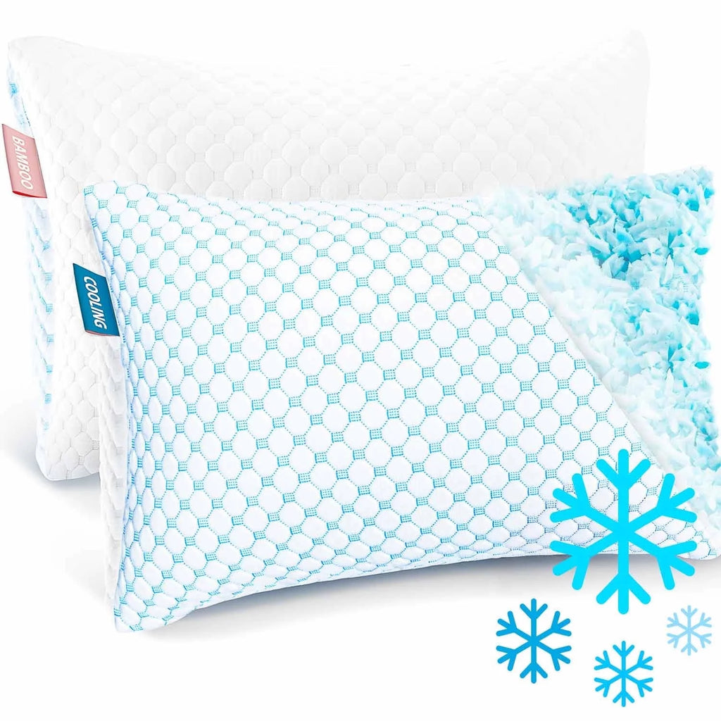 Temperature Queen Pillows Set of 2, Regulating and Adjustable Soft Memory Foam Cooling Bed Pillows Queen Size Pillows Set of 2, 20" X 30"