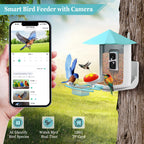 Smart Bird Feeder Camera, Outdoor Bird Watching Camera, Auto Capture Bird & Motion Detection, Gift for Bird Lover, Blue