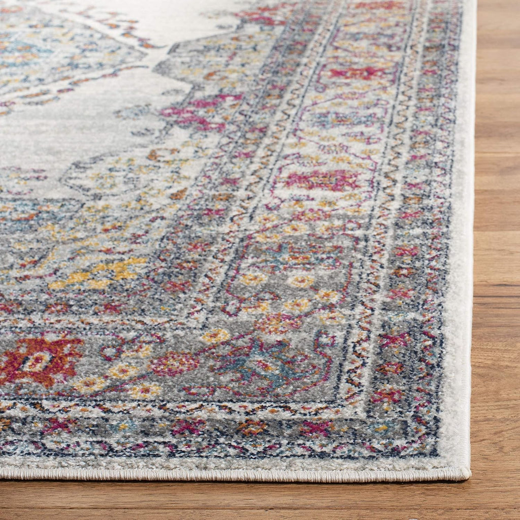 Area Rug 8X10 - Evoke Collection - Large - Cream & Fuchsia, Oriental Medallion Distressed Design, Non-Shedding & Easy Cleaning, Ideal for Living Room, Bedroom, Office, Dining Space (EVK250A)