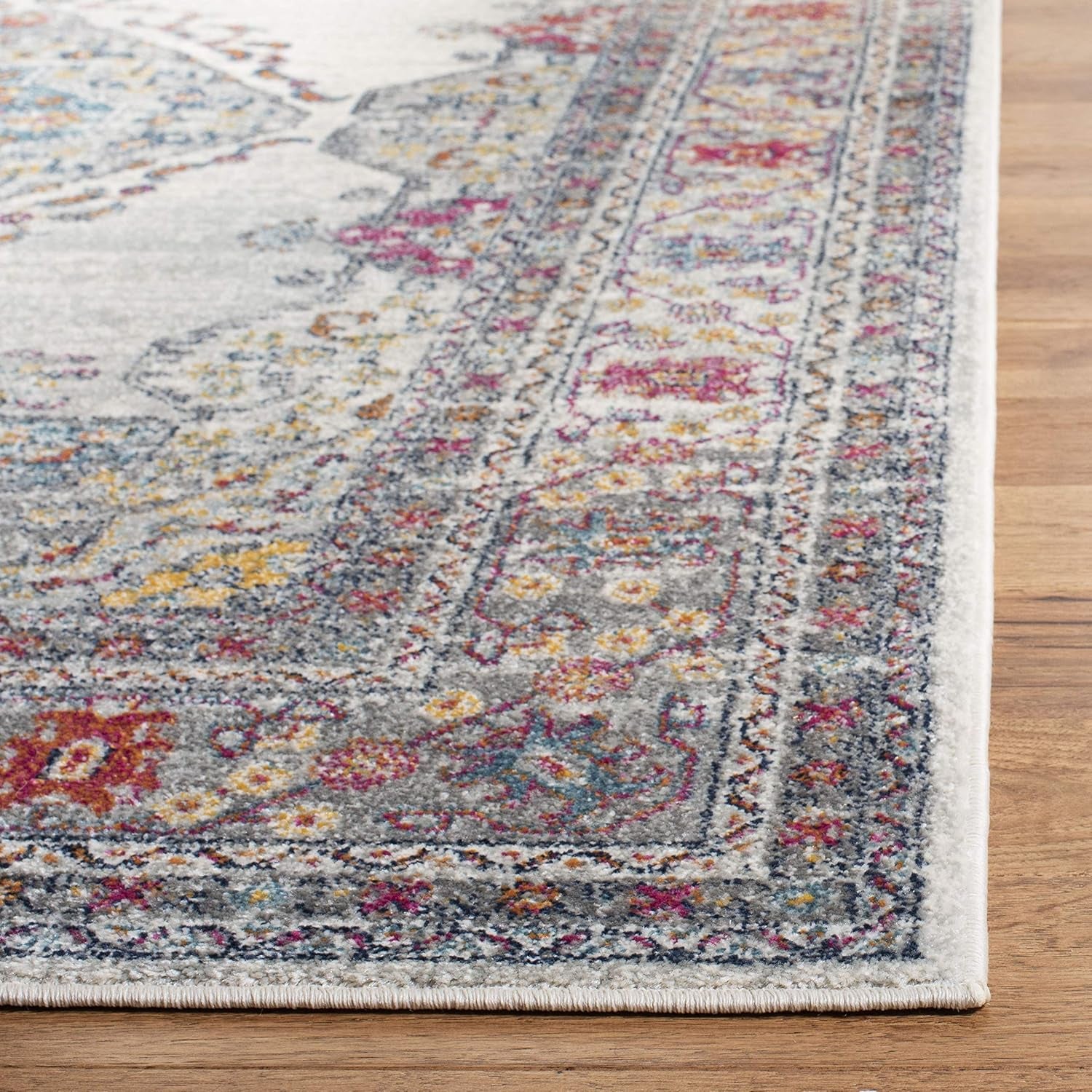 Area Rug 8X10 - Evoke Collection - Large - Cream & Fuchsia, Oriental Medallion Distressed Design, Non-Shedding & Easy Cleaning, Ideal for Living Room, Bedroom, Office, Dining Space (EVK250A)