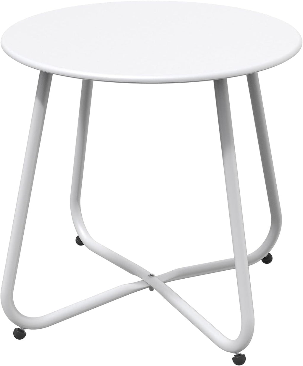 Outdoor Side Table 18-Inch round End Table Accent Table for Bistro Balcony Apartment White