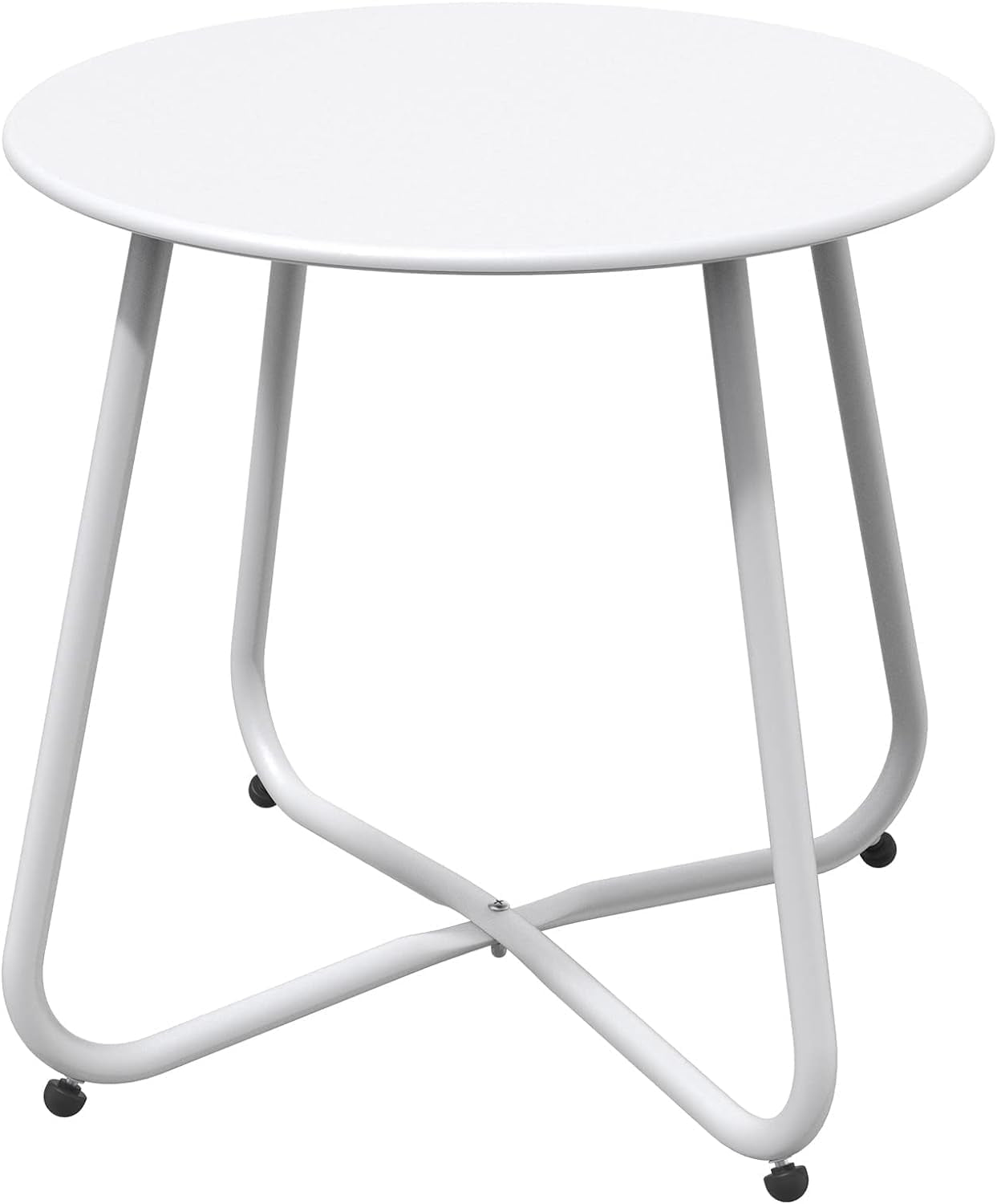 Outdoor Side Table 18-Inch round End Table Accent Table for Bistro Balcony Apartment White