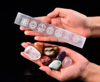 6" Selenite Ruler 7 Chakra Engraved Selenite Charging Slab Chakra Stones Set