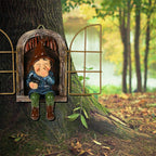 Elf Out the Door Tree Hugger Garden Decor, Garden Gnome Statue Garden Peeker Yard Elves Unimaginable Tree Sculpture Outdoor Gnomes Garden Decoration(Garden Gnomes) (Garden Gnome B)