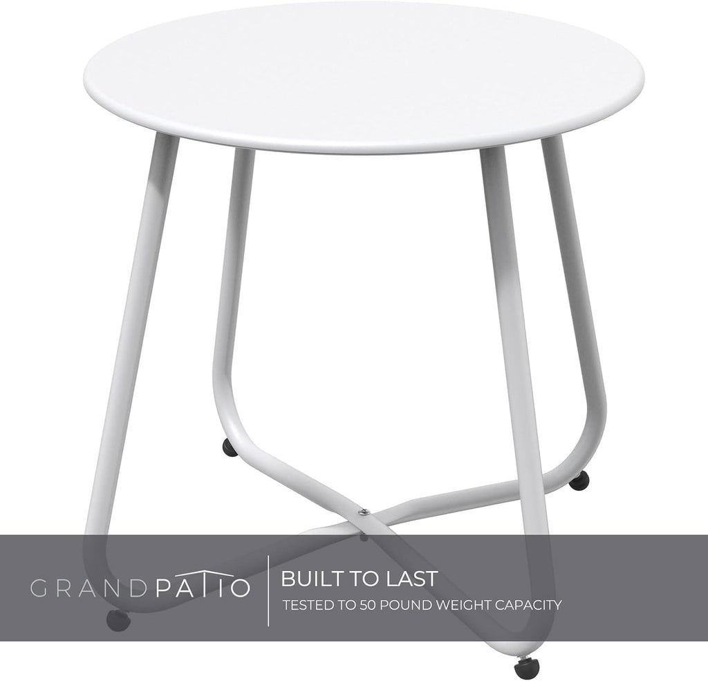 Outdoor Side Table 18-Inch round End Table Accent Table for Bistro Balcony Apartment White