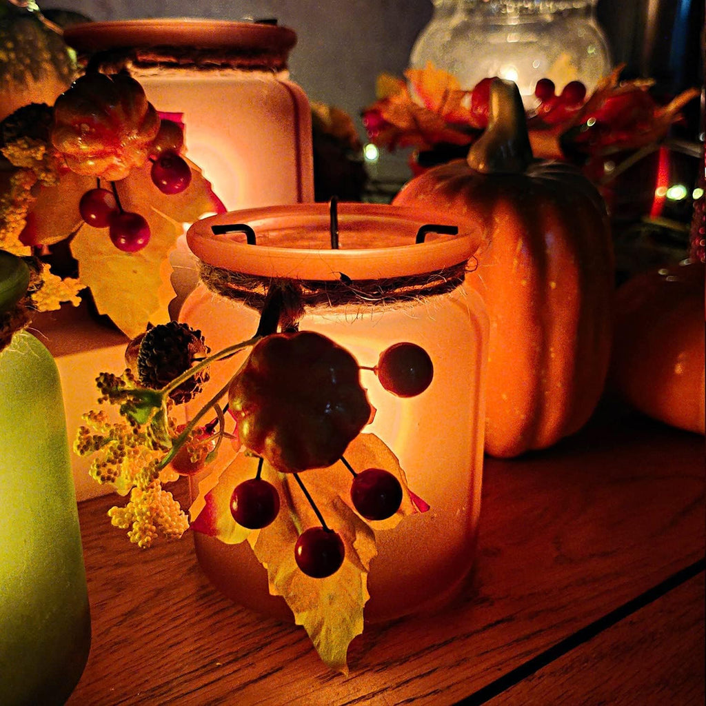 Fall Candle Holders Set of 6, Pumpkin Glass Votive Candle Holders, Amber Tea Lights Holders for Thanksgiving Table Decoration