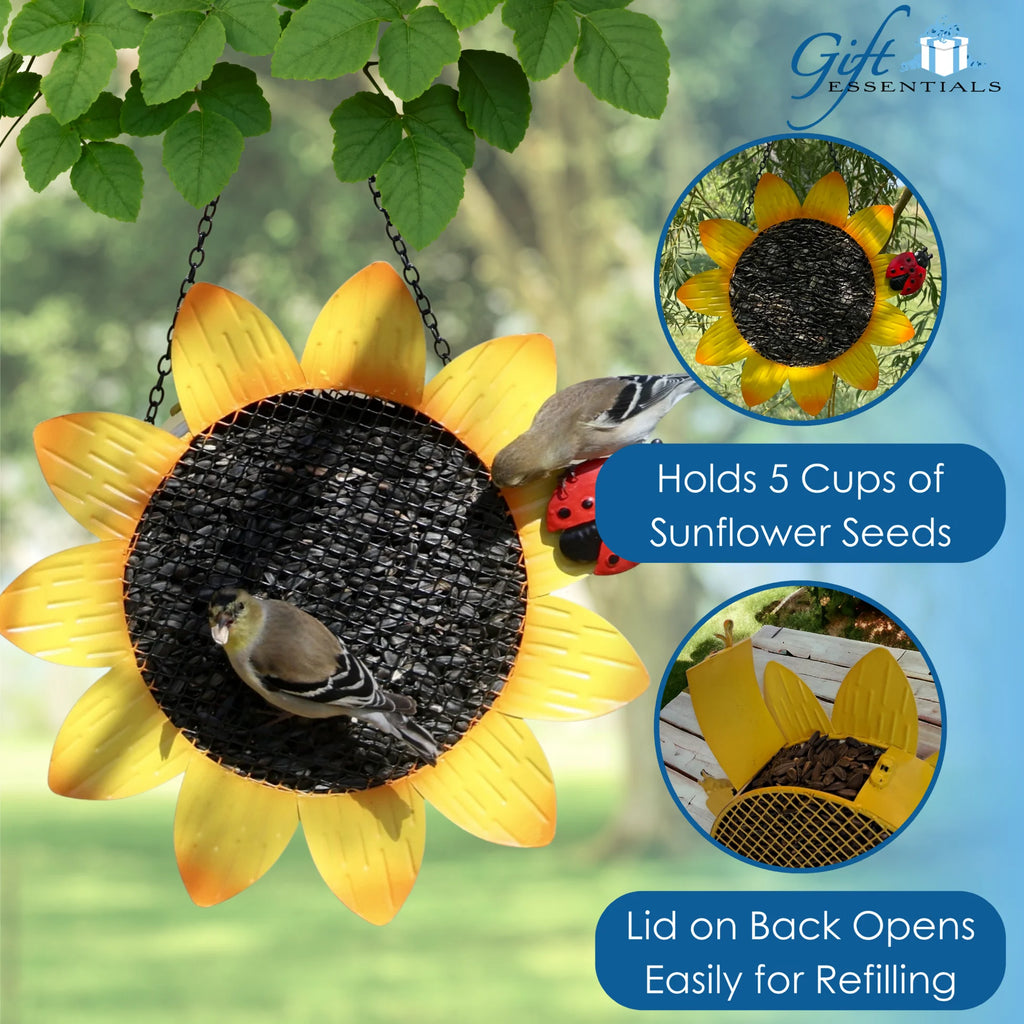 Yellow Sunflower Metal Mesh Clinging Bird Seed Feeder GEF1001
