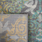 Evoke Collection Area Rug - 5'3" X 7'6", Grey & Ivory, Medallion Damask Design, Non-Shedding & Easy Care, Ideal for High Traffic Areas in Living Room, Bedroom (EVK230D)