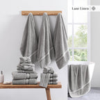 100% Cotton 18 Piece Bath Towel Set - Zero Twist, Quick Dry, Super Soft & Highly Absorbent - 6 Bath, 6 Washcloths, 6 Hand Towels for Bathroom - Hotel Quality Bathroom Towel Set - Grey