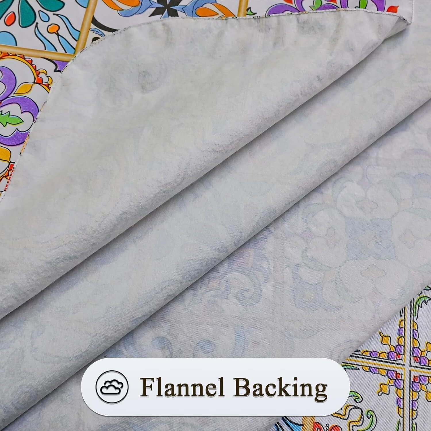 Rectangle Table Cloth, Waterproof Vinyl Tablecloth with Flannel Backing, Table L