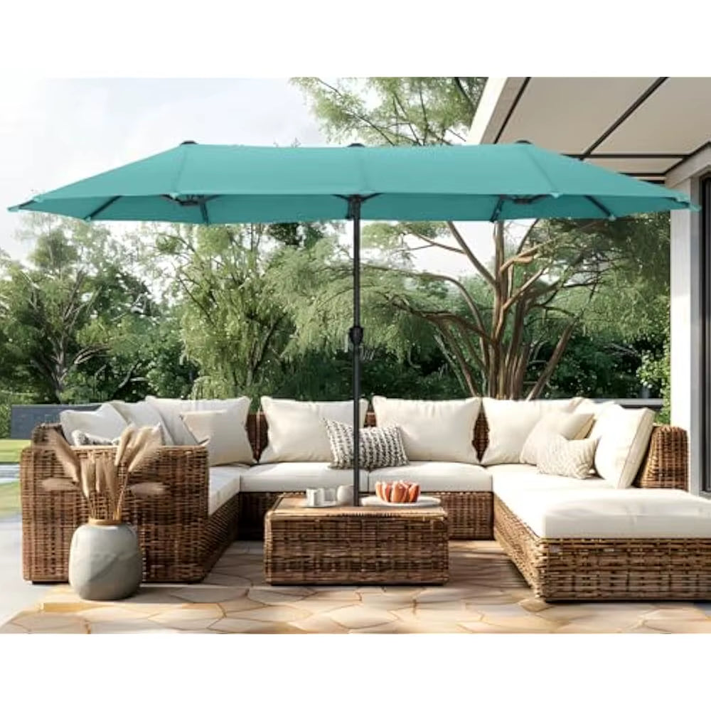 13 FT Patio Umbrella, Patio Umbrellas Double-Sided Twin Outdoor Market Umbrellas with Crank, Outdoor Patio Umbrella