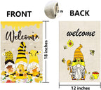 Summer Garden Flags, Gnomes Double Sided Garden Flag Seasonal Welcome Yard Flag Burlap Garden Flag for outside Labor Day Garden Flag for Bee Garden Decor