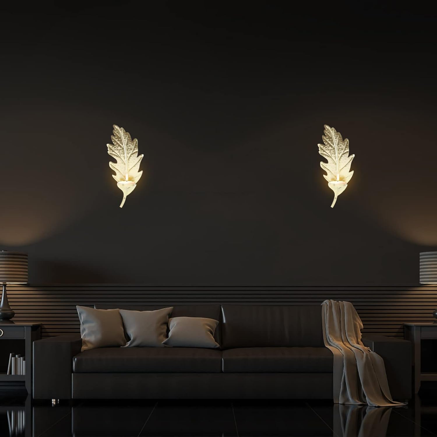 1Pc Wall-Mounted Candle Holder Creative Leaf Design Wall Decor for Living Room Bedroom Dining Accent for Parties and Weddings