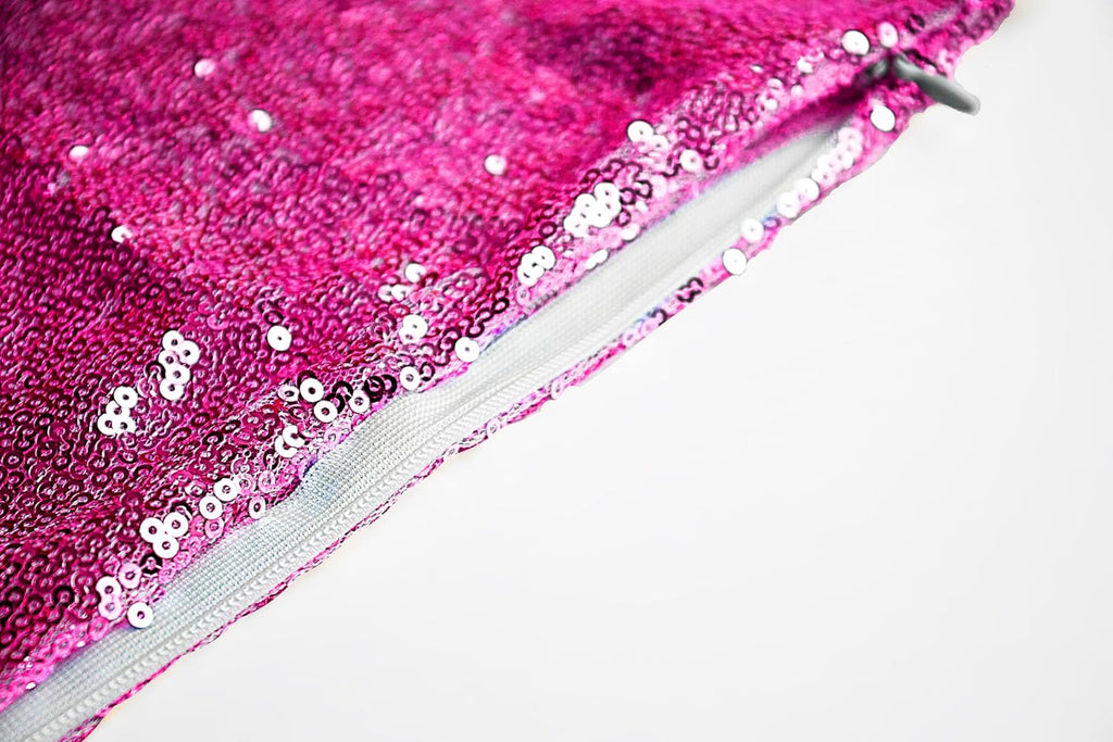 Sequin Pillow Case 24X24-Inch Hot Pink Sequins Decorative Throw Pillows Covers Sequins Pillow Cover Fuchsia Pillows Cushion Cover Sofa Accent Pillow Case Toss Pillows Cover