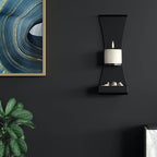 Metal Wall Candle Sconces Wall Decor Set of 2 - Wall Candle Holders Decorative Set of 2 - Metal Wall Decorations for Living Room - Black Metal Wall Sconces Set of Two Candle Holders