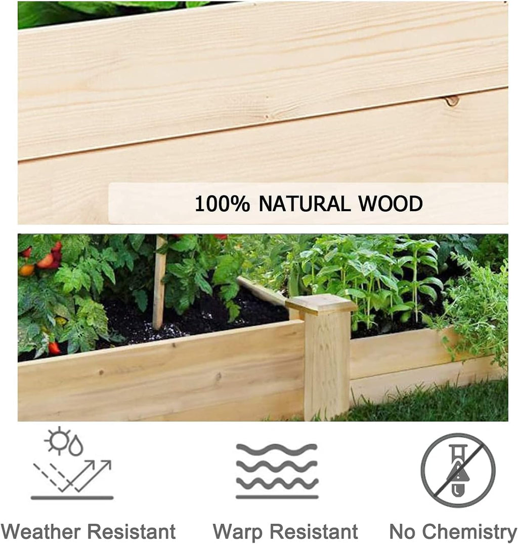 8X2 FT Raised Garden Bed Kit Elevated Wood Planter Garden Box Stand for for Backyard, Patio Outdoor Solid Wood