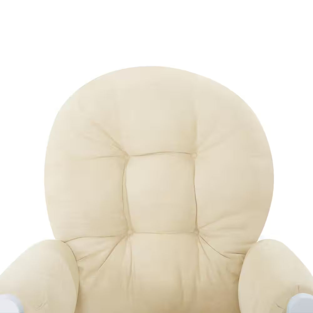 White/Cream Modern Glider Nursery Rocking Chair with Ottoman, Ideal for Breastfeeding and Reading