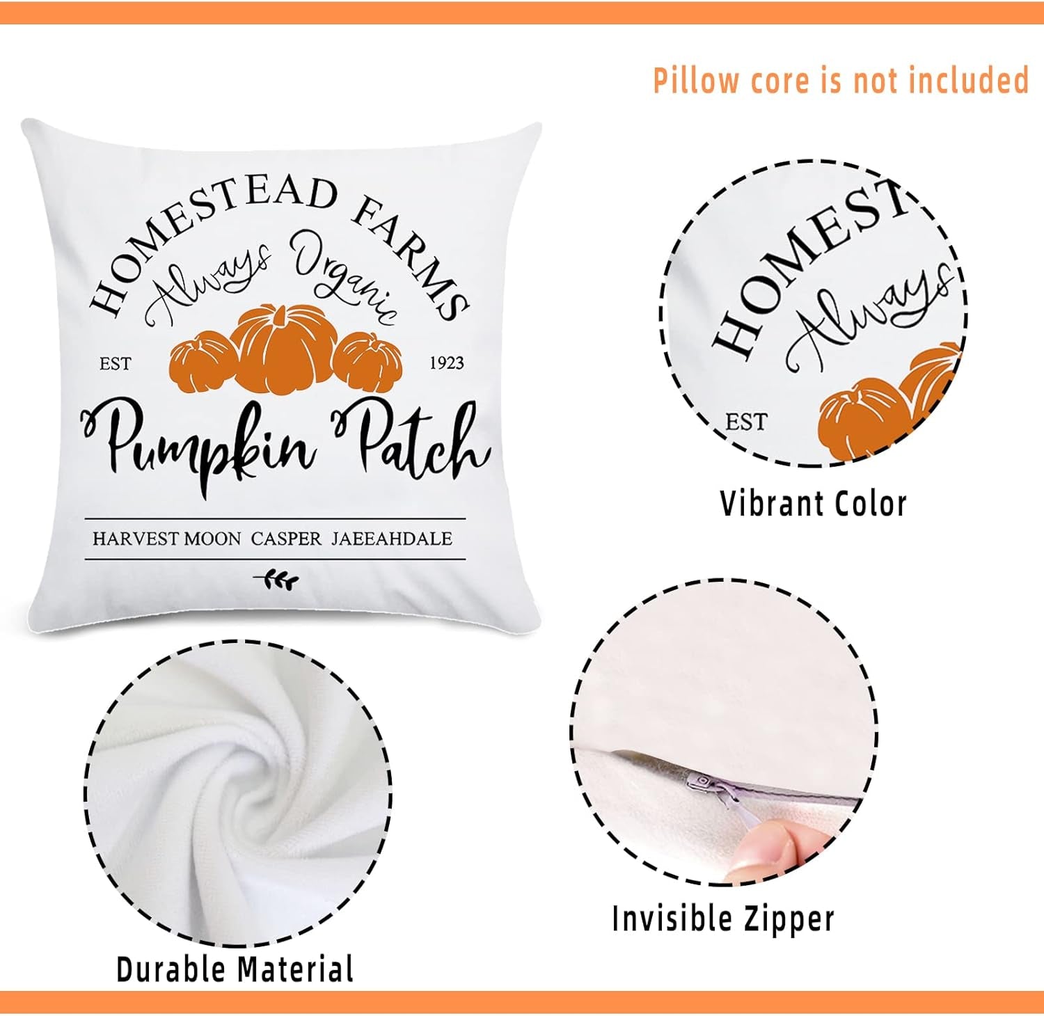 Fall Decor Pillow Covers 18X18 Set Pumpkin Throw Pillowcase for Home Outdoor Fall Pillows Decorative Throw Pillows Farmhouse Thanksgiving Autumn Halloween Cushion Case for Couch