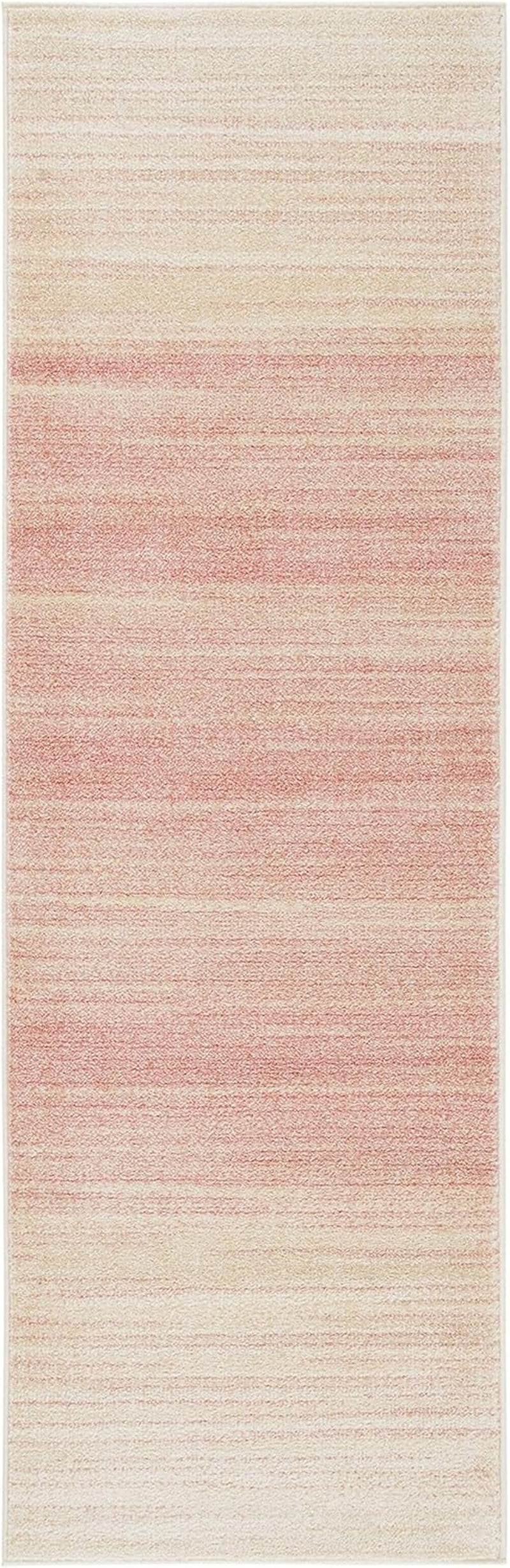 Adirondack Collection Runner Rug - 2'6" X 8', Pink & Ivory, Modern Ombre Design, Non-Shedding & Easy Care, Ideal for High Traffic Areas in Living Room, Bedroom (ADR142U)