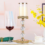 Hurricane Glass Candle Holders, Gold Pillar Candle Holders for Pillar Candle, Magnetic Glass Cover, Crystal Candlesticks Holder for Dining Coffee Table, Wedding,Events,Parties, Home Decor